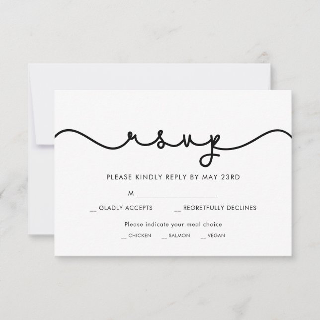 Carte RSVP simple police mignonne avec choix de re (Devant)
