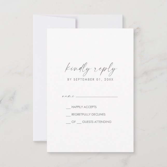 Carte RSVP simple Script Argent moderne (Devant)