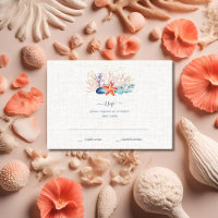 Carte RSVP simple Seashell Beach