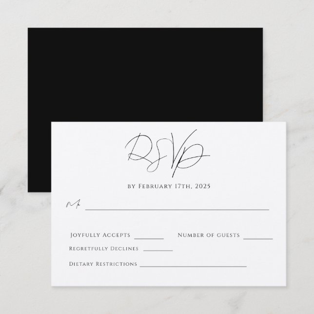 Carte RSVP simple simple et élégante (Devant / Derrière)