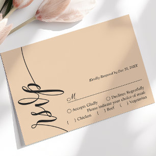 Carte RSVP Soft Peach Elegant Calligraphy Wedding