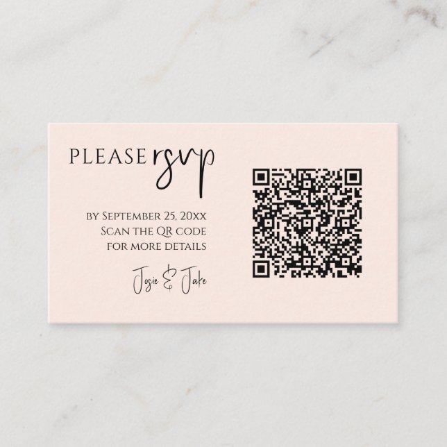 Carte RSVP stylée avec votre photo et votre code Q (Devant)