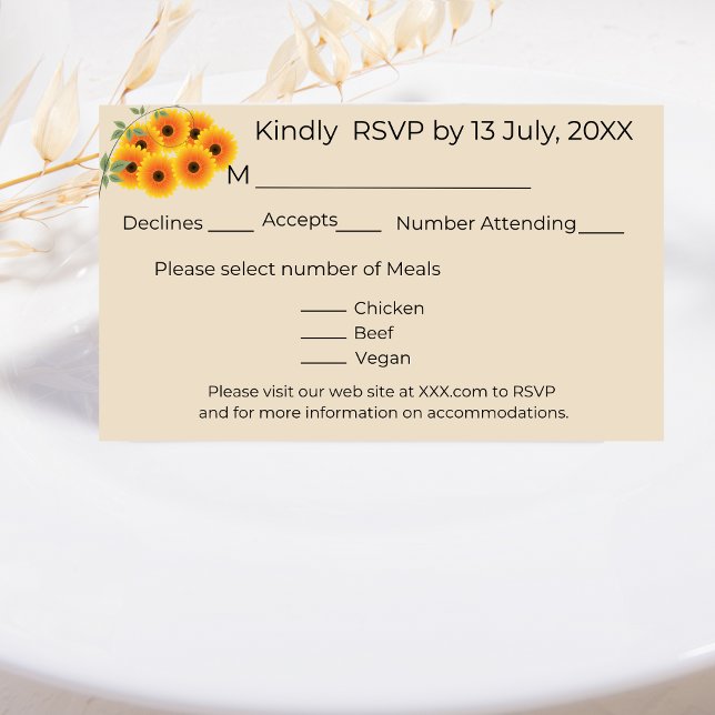 Carte RSVP Sunflower décontractée (Créateur téléchargé)