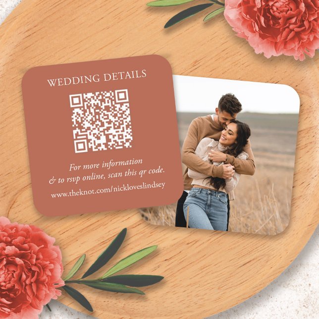 Carte RSVP Terra Cotta QR Code Mexique (Mexican Terra Cotta QR Code RSVP Card)