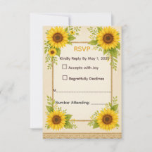 Carte RSVP Tournesol Rustique