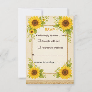 Carte RSVP Tournesol Rustique