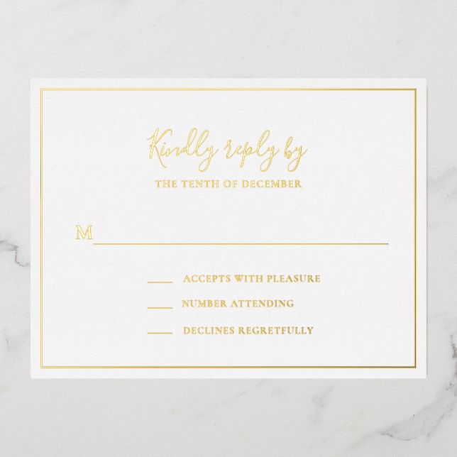 Carte RSVP traditionnelle élégante de mariage (Recto)