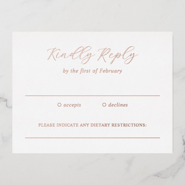 Carte RSVP traditionnelle élégante de mariage (Recto)