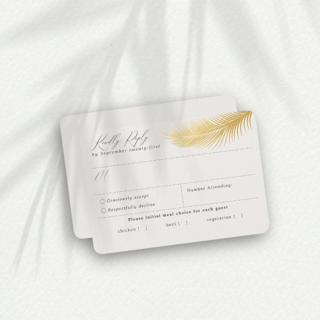 Carte RSVP Tropical Beach Palm Cream Meal Choice (Créateur téléchargé)