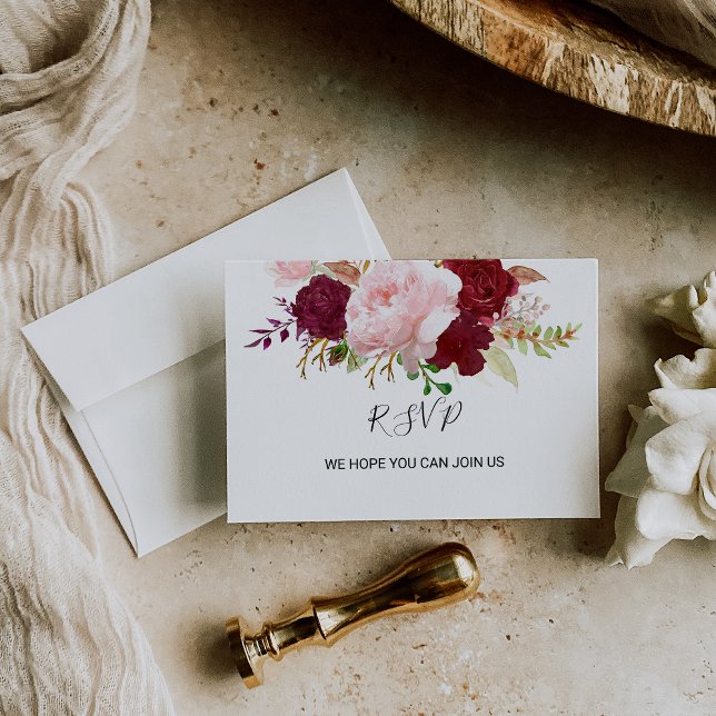 Carte Rsvp Tropical Rouge et Romantique (Créateur téléchargé)