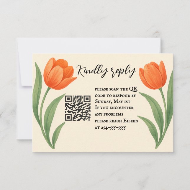 Carte RSVP Tulip Paradise QR Code (Devant)
