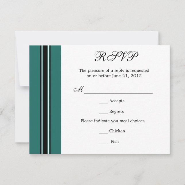 Carte RSVP Turquoise classique Brown (Devant)