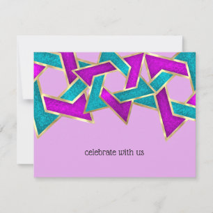 Carte RSVP Turquoise violet étoile de David