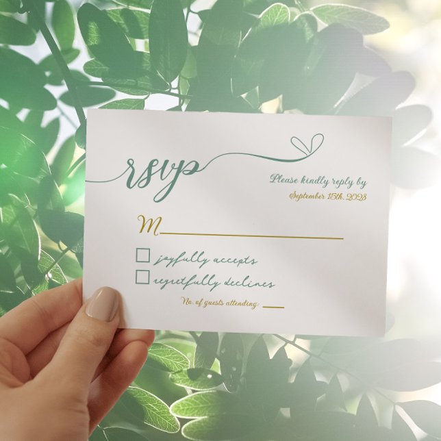 Carte RSVP Verdure Et Mariage Or (Créateur téléchargé)