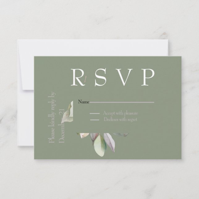 Carte RSVP vert sauge élégante (Devant)