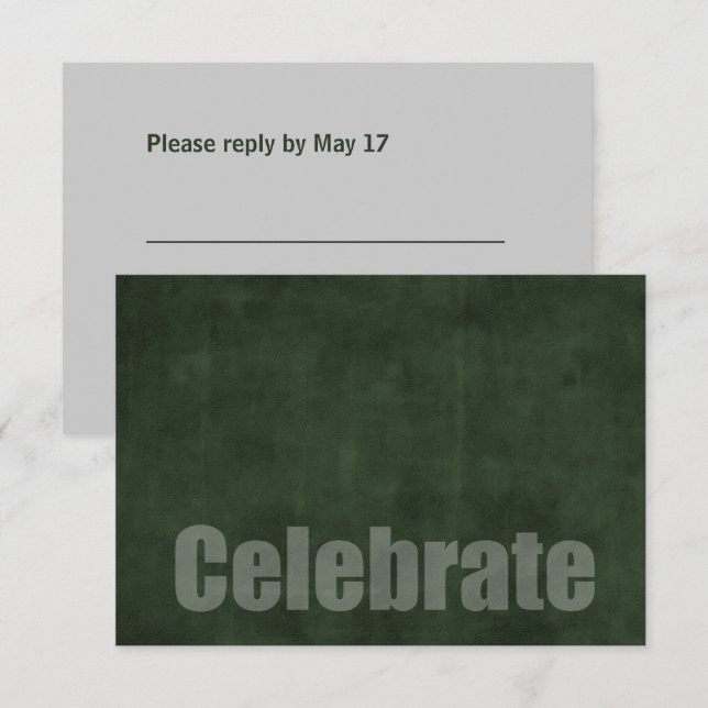 Carte RSVP verte Bar Mitzvah Grunge (Devant / Derrière)