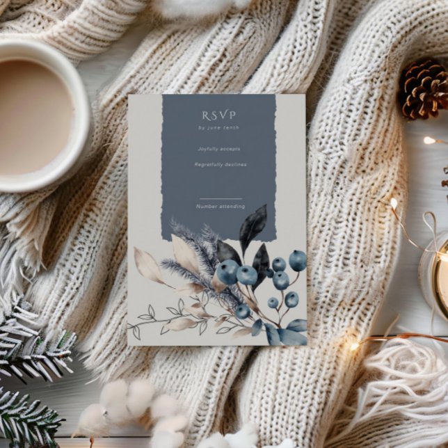 Carte RSVP verticale Florale hiver gelée (Créateur téléchargé)