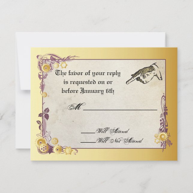 Carte RSVP Victorian Steampunk Wedding (Devant)