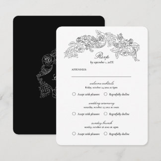 Carte RSVP Vintage Black Romantique multi événemen
