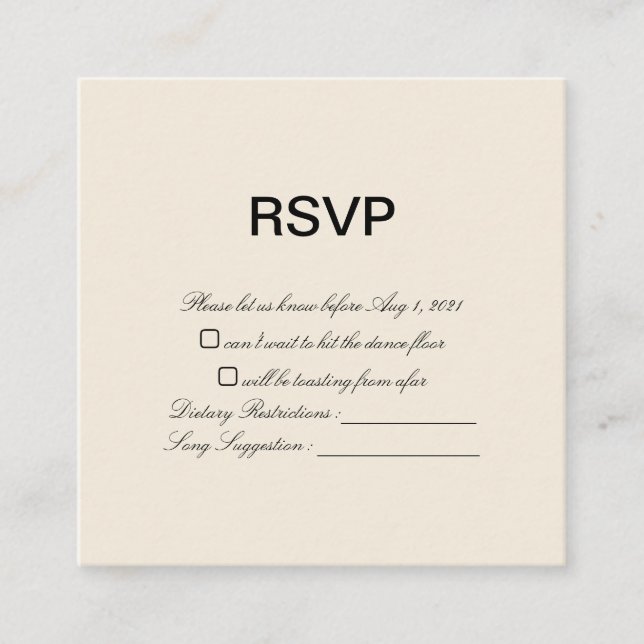 Carte RSVP vintage Classic Gold Wedding (Devant)