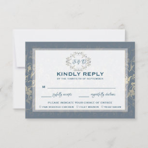 Carte RSVP vintage de luxe avec choix de repas