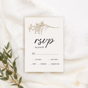 Carte RSVP vintage de mariage floral minuscule