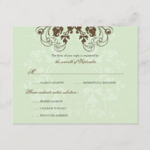 Carte RSVP vintage Floral Flourish Coffee (R)