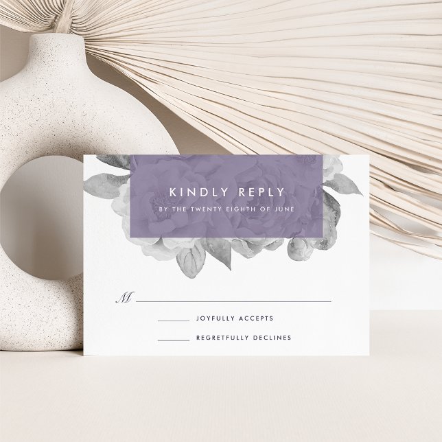 Carte RSVP vintage Florale | Violet (Créateur téléchargé)