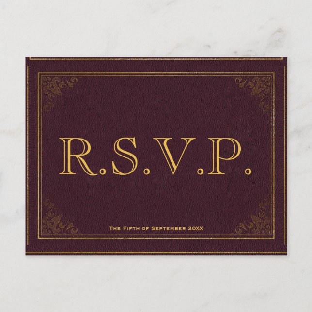 Carte RSVP vintage Leather Book (Devant)
