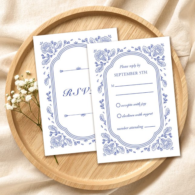 Carte RSVP vintage Romance Floral (Vintage Romance Floral RSVP Card by Fiesta Valley Print)