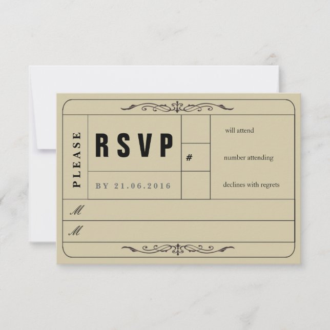 Carte RSVP Vintage Wedding (Devant)