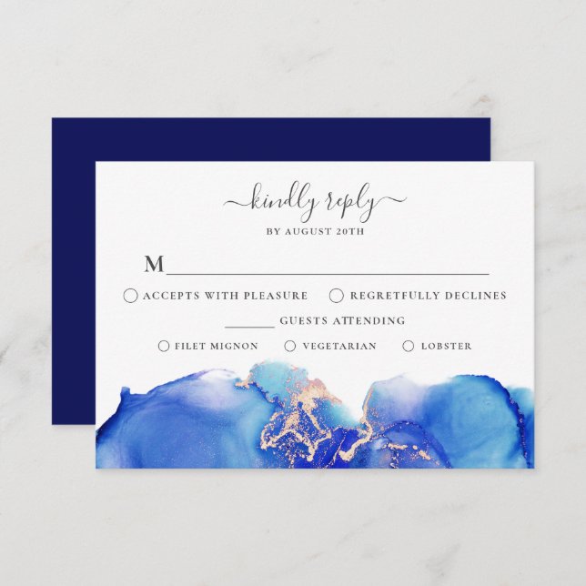 Carte RSVP Watercolor avec option de menu (Devant / Derrière)
