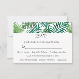 Carte RSVP Watercolor Feuille Tropical Meice Choic