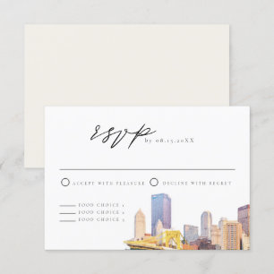 Carte RSVP Watercolor Pittsburgh Skyline