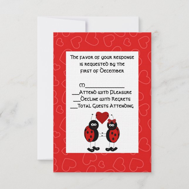 Carte RSVP Whimsical Ladybug Wedding Wedding (Devant)