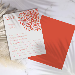 Carte RSVP Whimsical Orange Red Flourish
