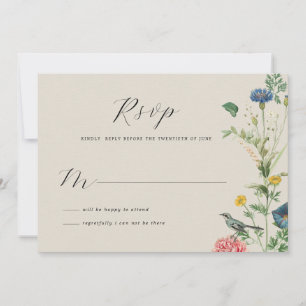 Carte RSVP Whimsical Secret Garden Fleurs sauvages