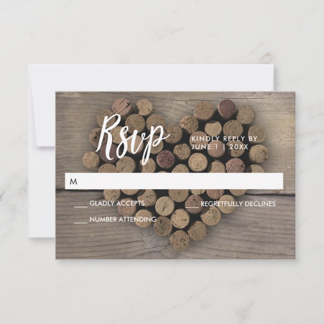 Carte RSVP Wine Cork Heart (Devant)