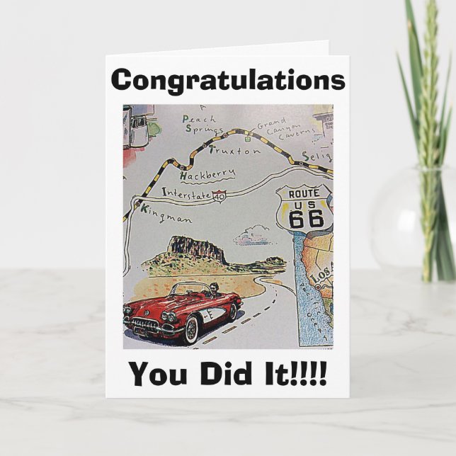 CARTE RT. 66 AVEC UN GRAND "FÉLICITATIONS ET LE CHEMIN D (Devant)