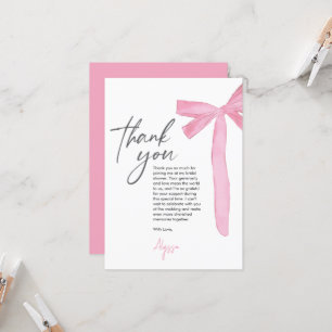 Carte Ruban à nœud rose Coquette Mariage