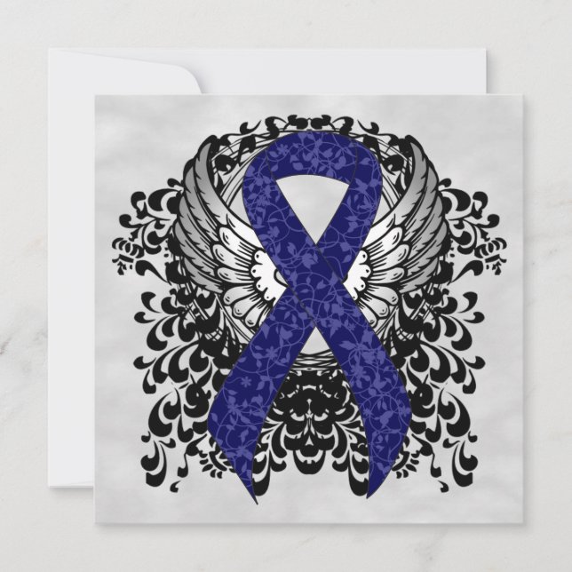 Carte Ruban bleu foncé avec ailes (Devant)
