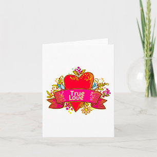 Carte Ruban de cœur d'amour véritable avec éléments flor