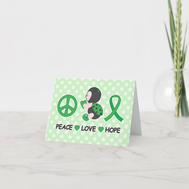 Carte Ruban de conscience de vert d'espoir d'amour de (Devant)
