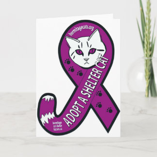 Carte Ruban de sensibilisation : Adoptez un chat d'abri