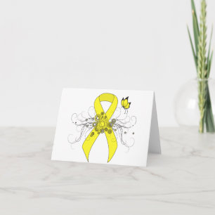 Carte Ruban de sensibilisation jaune avec papillon