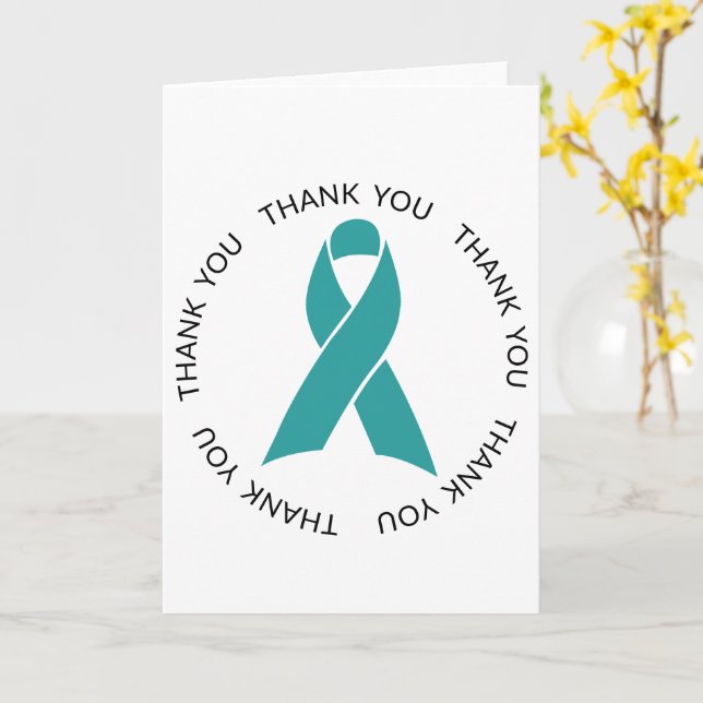 Carte Ruban de sensibilisation Turquoise du Merci (Fleur jaune)