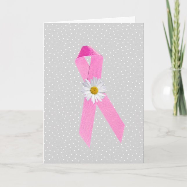 Carte Ruban de survivant du cancer du sein rose (Devant)