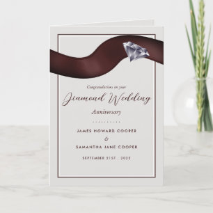 Carte Ruban diamant, anniversaire Mariage de 60 ans