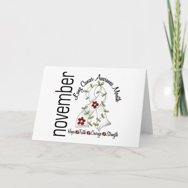 Carte Ruban Fleur du mois de sensibilisation au cancer d (Devant)