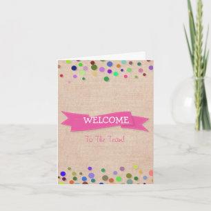 Carte Ruban rose avec À petits pois frontaliers blancs B